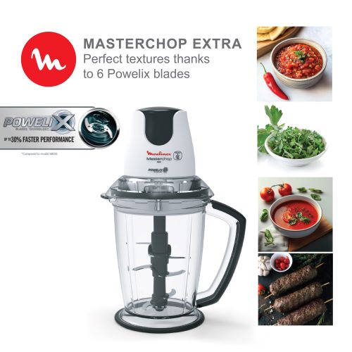Moulinex Masterchop Extra Chopper, 1000 Watt, 1.5 Liter, 6 blades, White - DJ4791EG Moulinex Masterchop Extra Chopper, 1000 Watt, 1.5 Liter, 6 blades, White - DJ4791EG